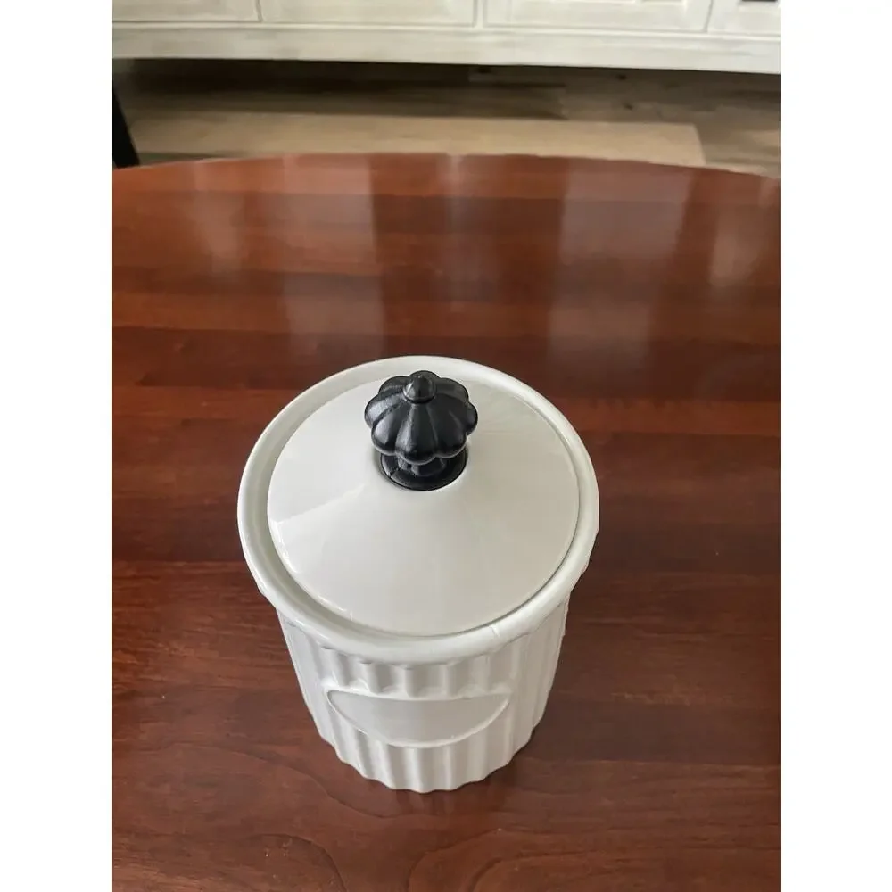 French Country Side Canister 8 Inch White